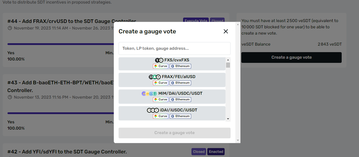 Create gauge vote